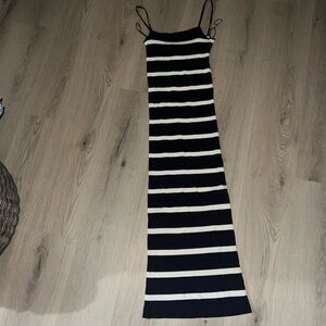 ZARA Blue & White Striped Midi Dress Size M | Spaghetti Strap Summer Dress
